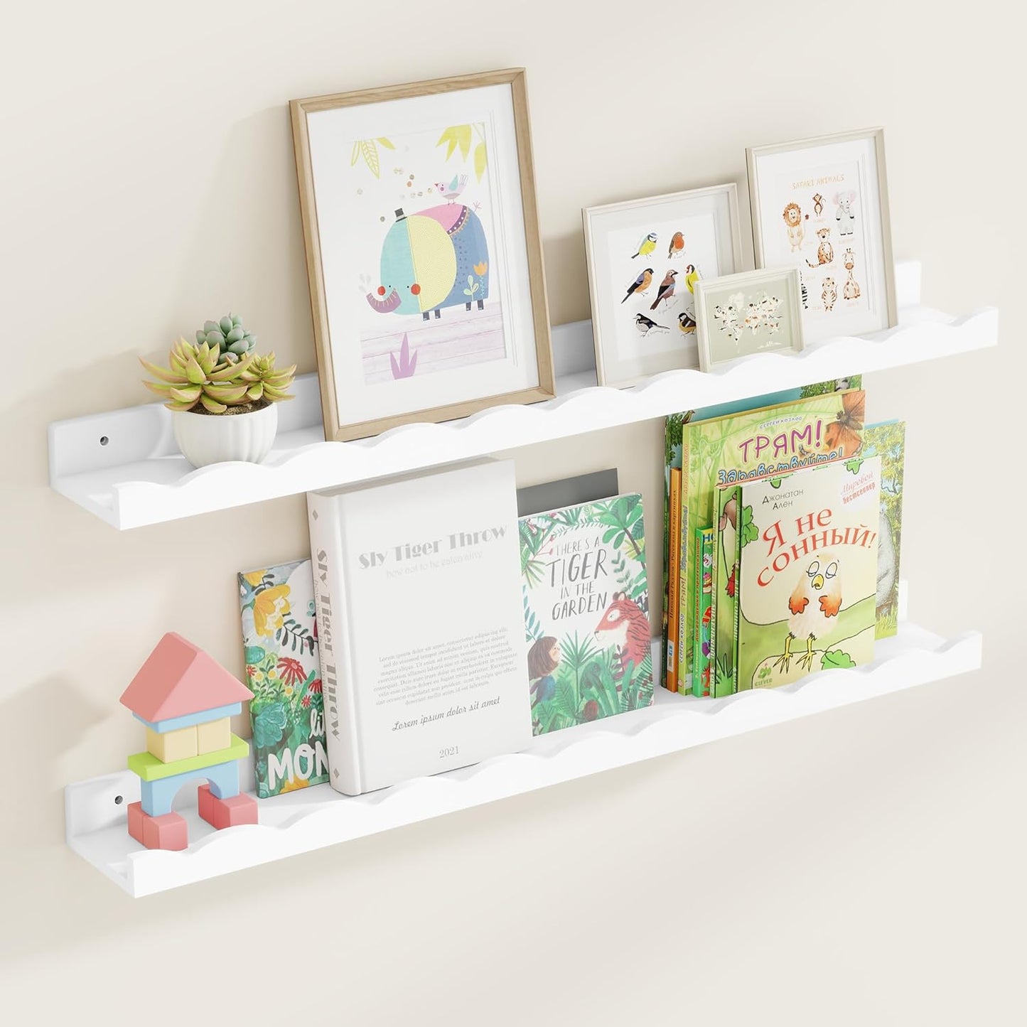 Fun Memories Picture Ledge Shelf Set for Kids Room Decor