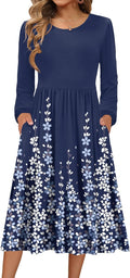 Zeagoo Long Sleeve A-Line Midi Dress for Women - Soft, Versatile Fit