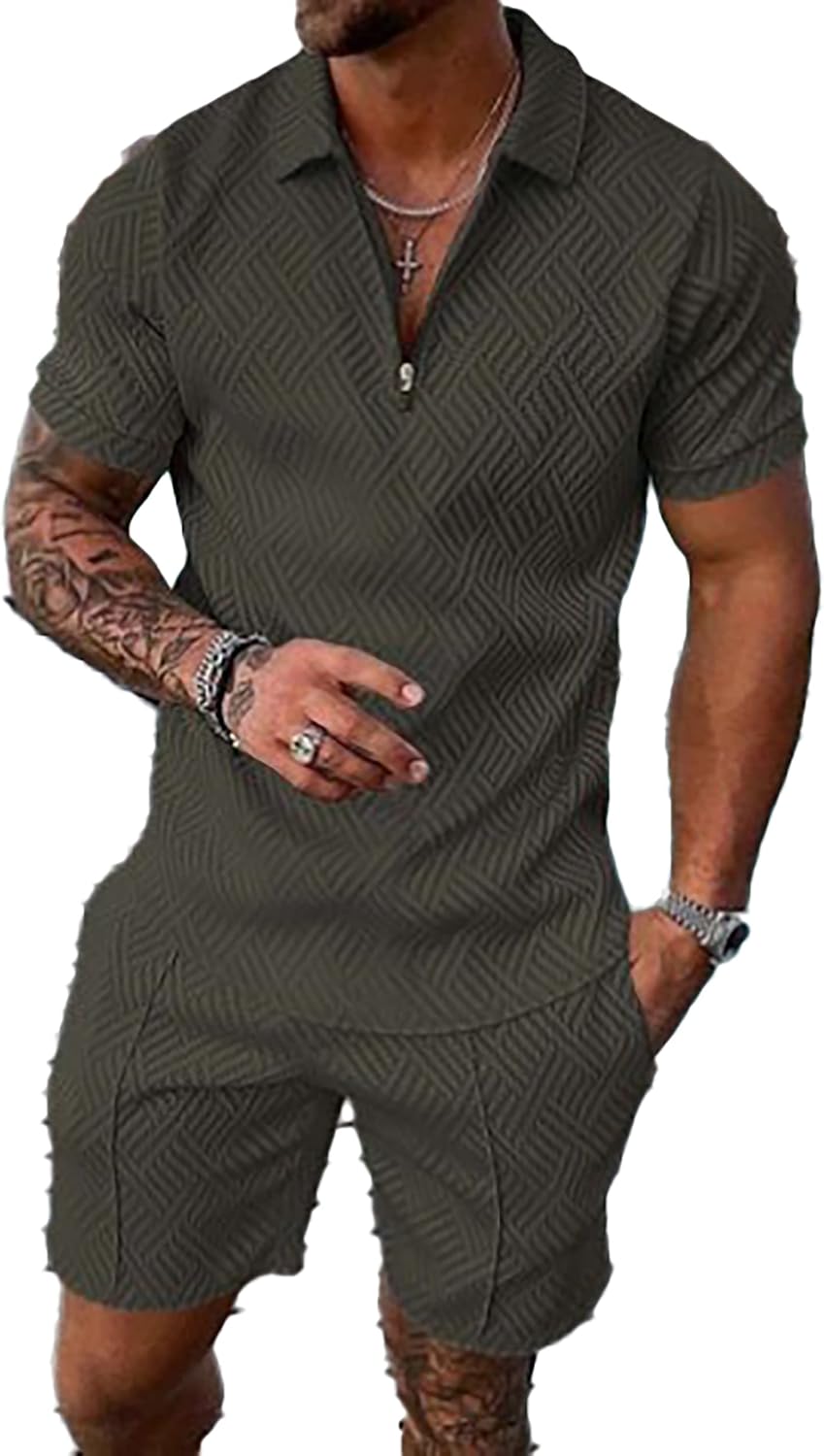 Men's Short Sets Outfits 2 Piece Summer Tracksuit for Comfort