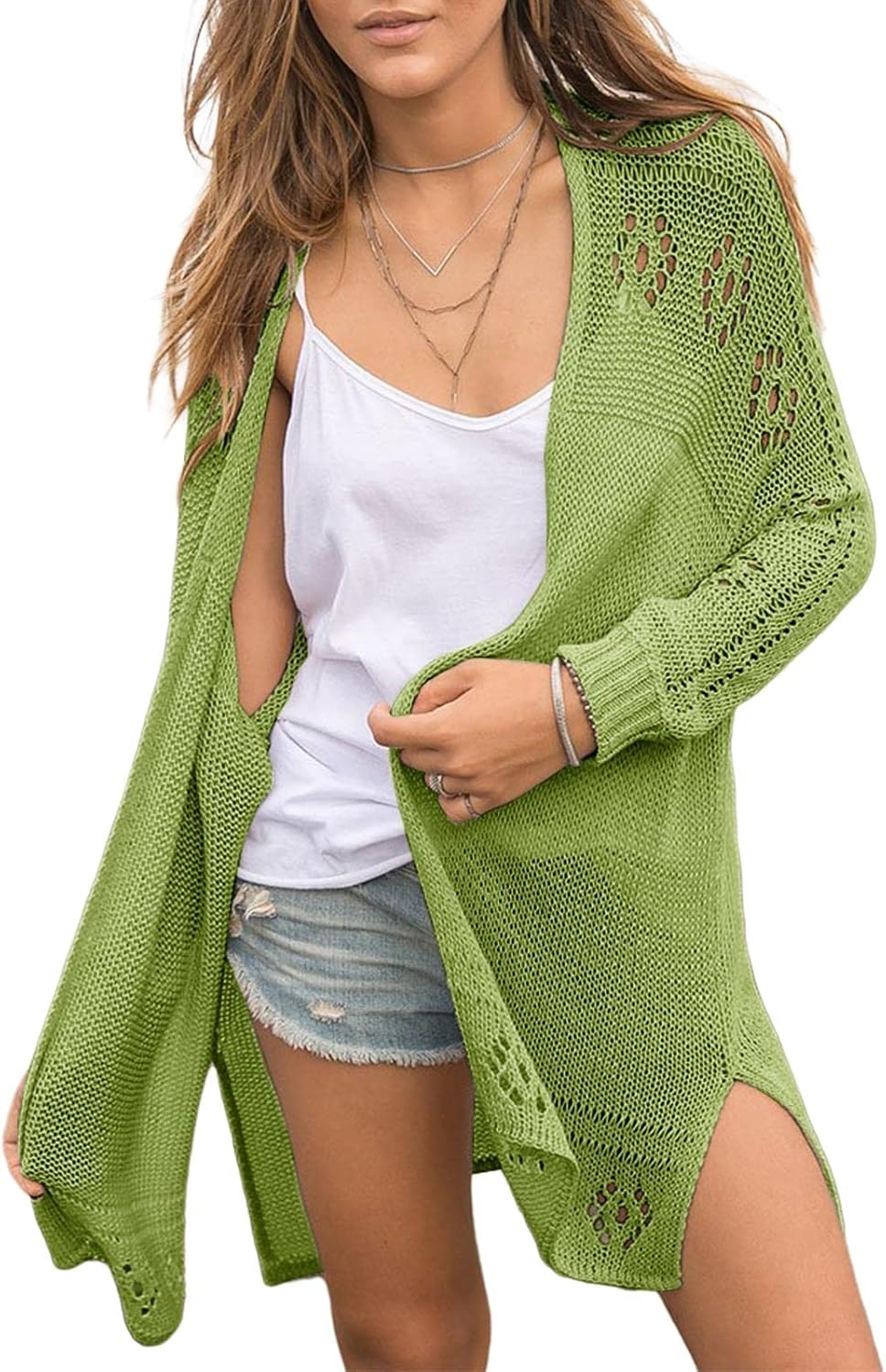 Misassy Womens Open Front Knit Sheer Cardigans for Summer Style