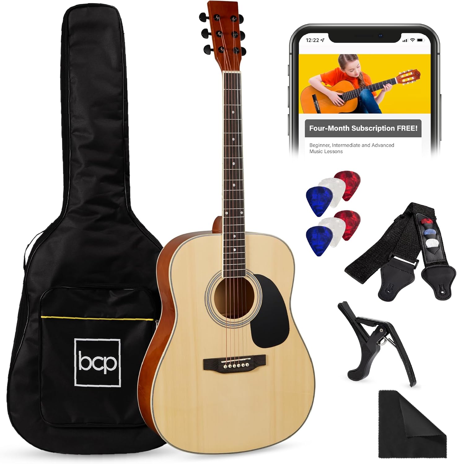 41in Full Size Acoustic Guitar Starter Set for Beginners
