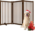 36 in H Freestanding Dog Gate - Foldable Solid Wood Pet Fence
