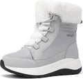 COOJOY Womens Waterproof Winter Snow Boots Mid Calf - Warm Faux Fur