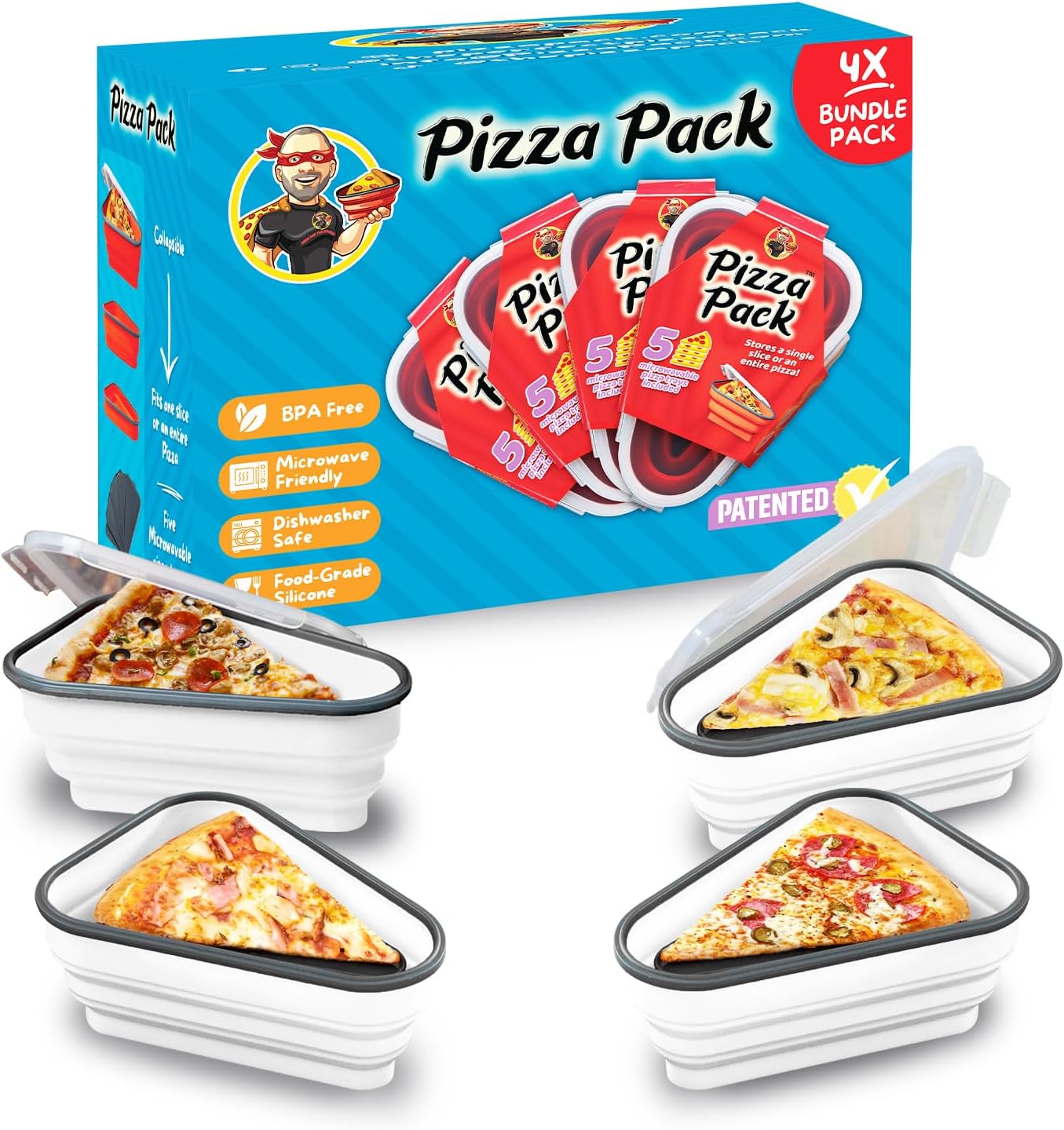 Pizza Pack Reusable Storage Container for Fresh Pizza Slices