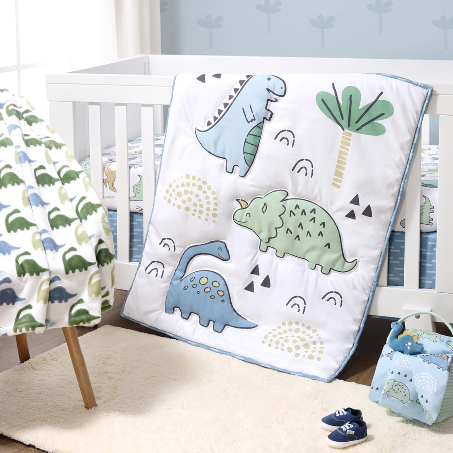Dinosaur Theme 5 Piece Baby Crib Bedding Set for Boys