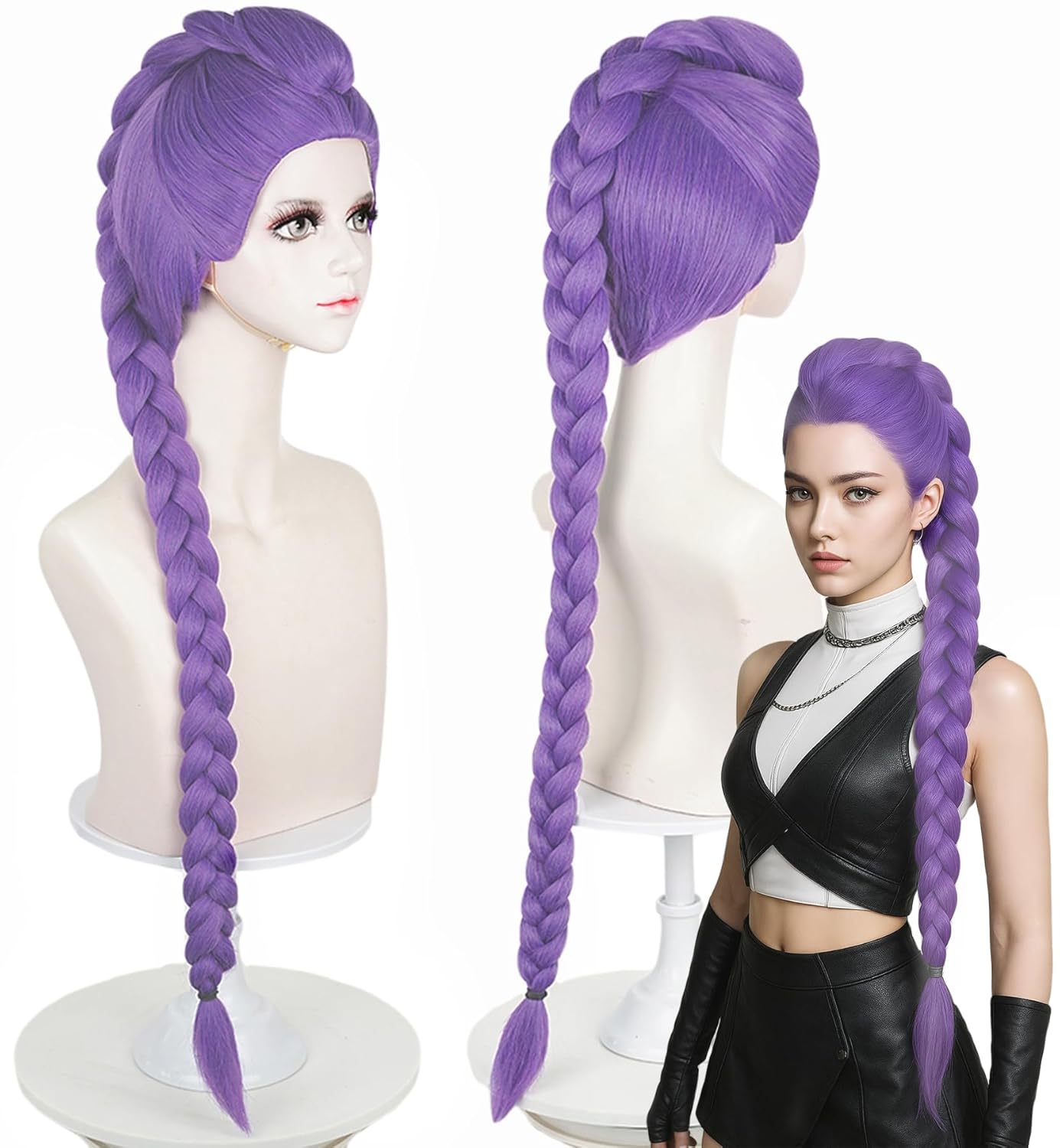 LABEAUTE Purple Cosplay Wig for Girls and Women with Ponytail