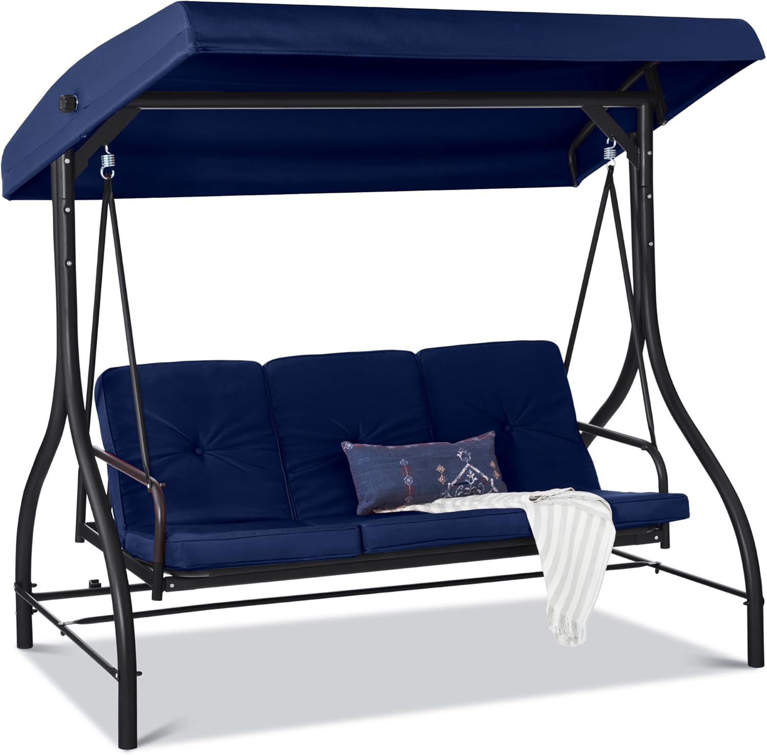 3-Seat Outdoor Canopy Swing Glider for Relaxation Anywhere