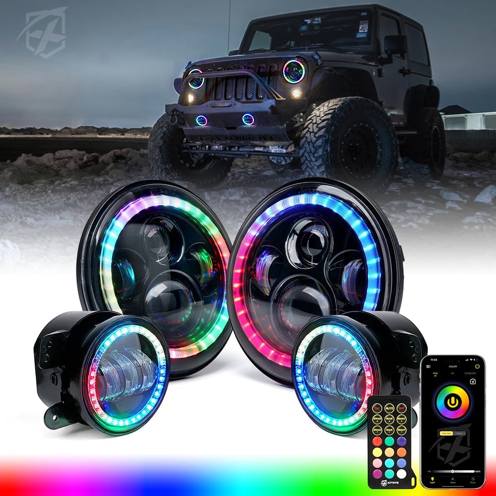 Xprite 7 in LED Headlights & 4 in Fog Lights Combo Review