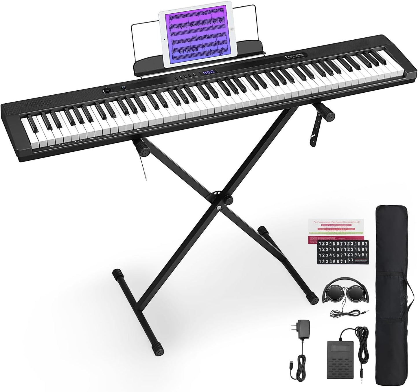 Compact Bluetooth Piano, Full-size Keys, Stand, Pedal & Bag