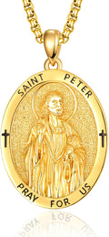 Men's 925 Sterling Silver Necklace with Protective Saint Medals