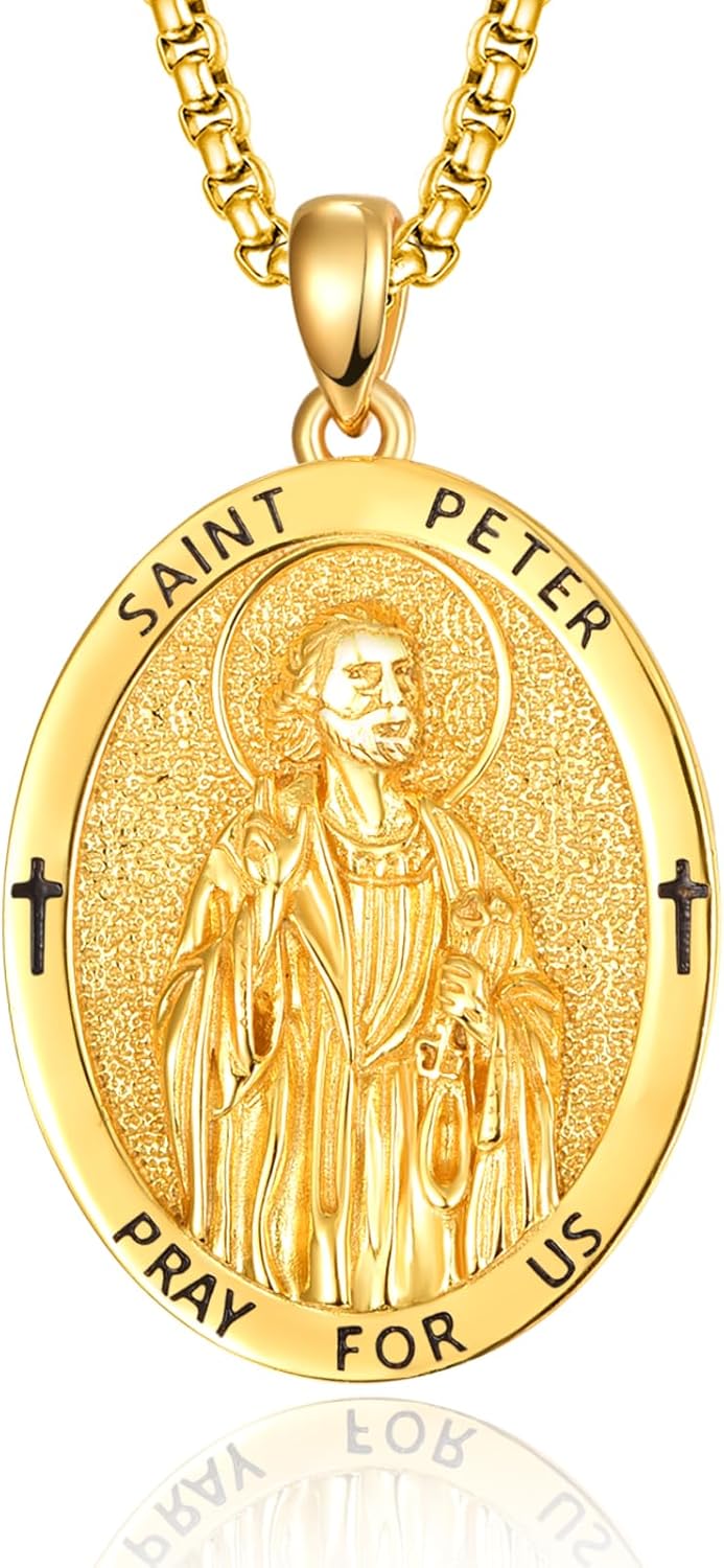 925 Sterling Silver Patron Saint Medals Amulet Necklace for Men