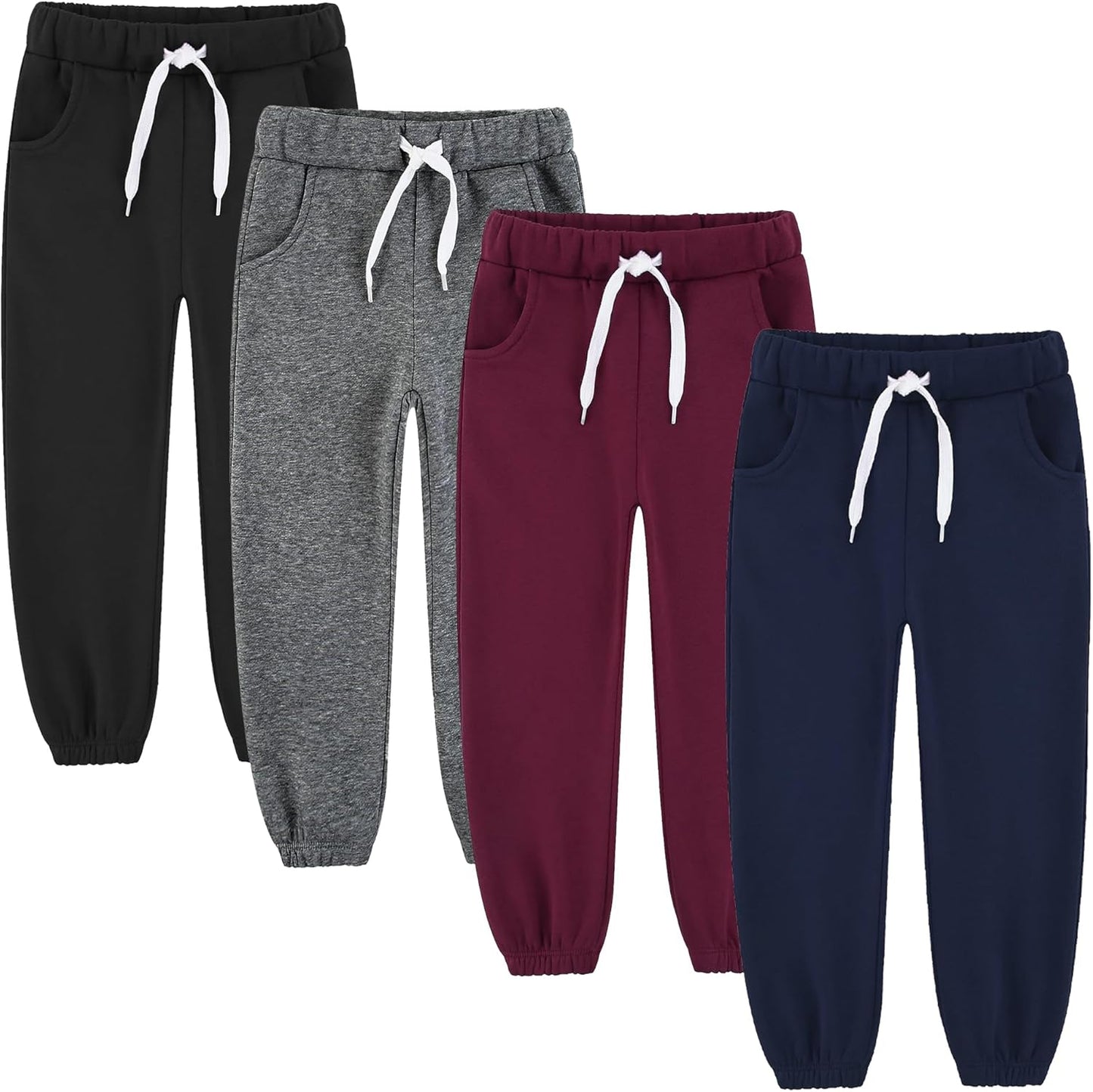 4 Pack Toddler Boys Sweatpants Joggers for Active Kids Comfort