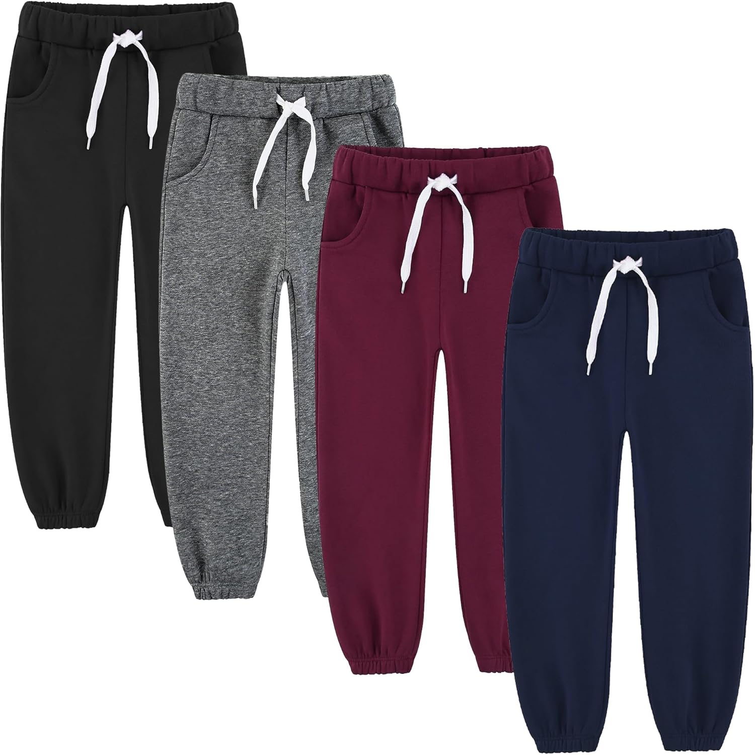 4 Pack Toddler Boys Sweatpants Joggers for Active Kids Comfort