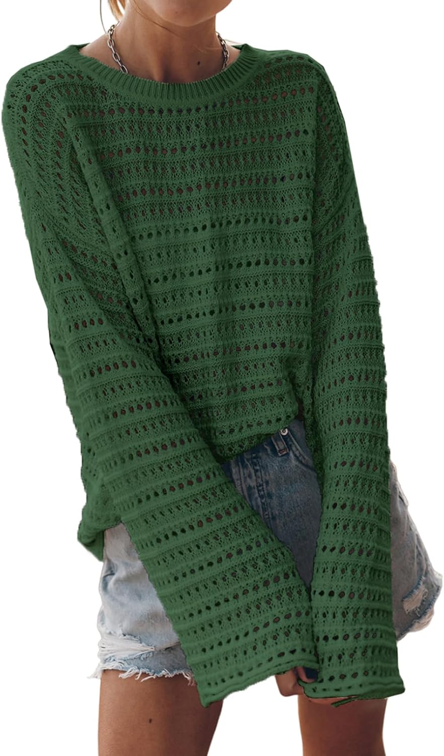 Lightweight Casual Long Sleeve Crochet Sweaters for Women