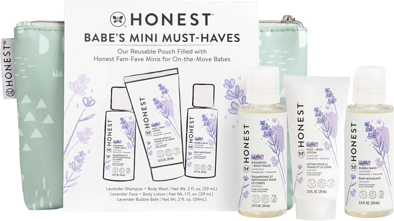 The Honest Company Lavender Bathtime Trio | Travel Size Hypoallergenic Essentials