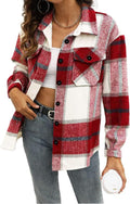 AUTOMET Womens Plaid Shacket Button Down Long Sleeve Shirt Jacket