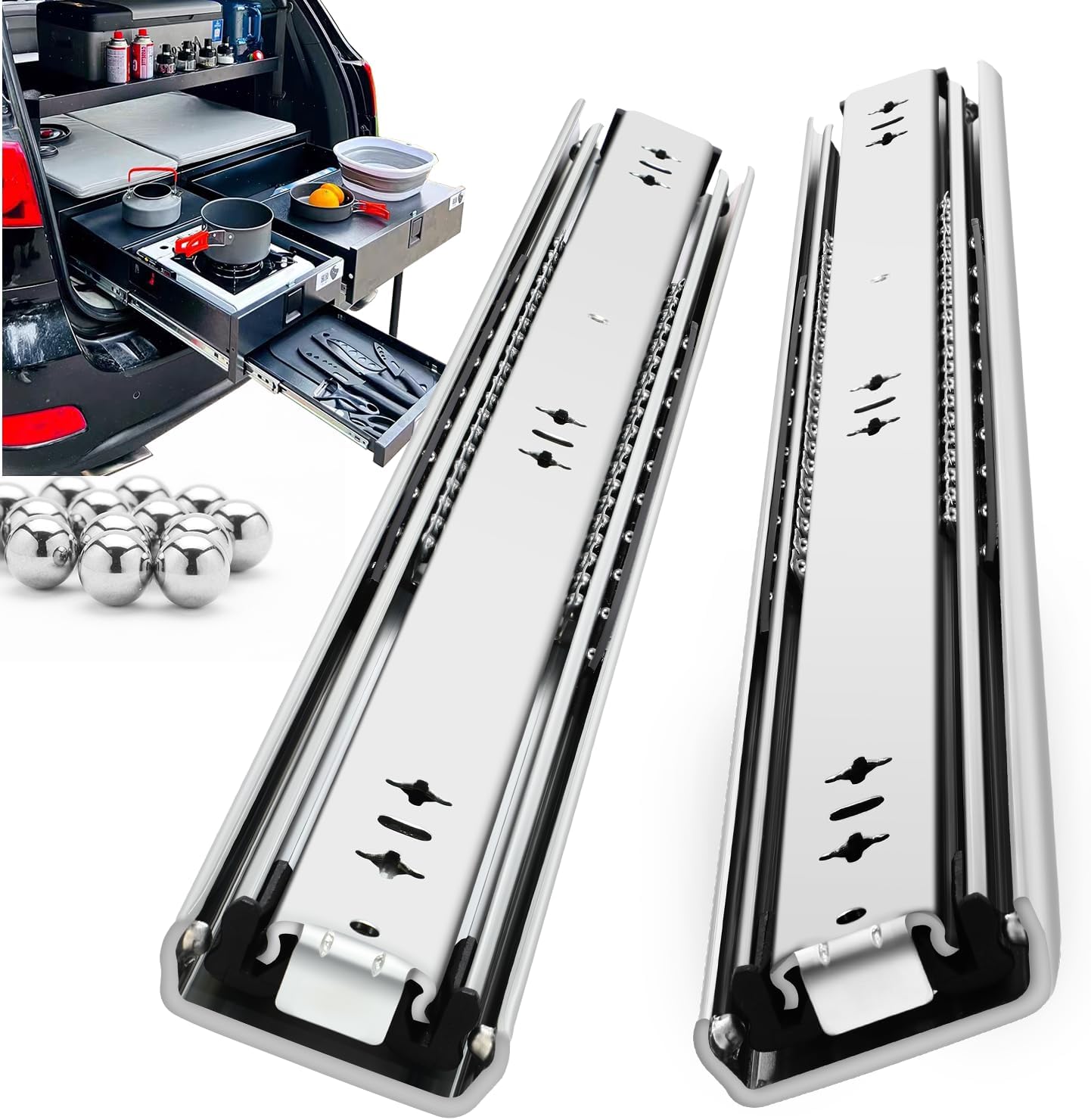 Heavy Duty Drawer Slides Full Extension Locking Runners 22 in