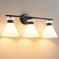 Black Bathroom Vanity Light Fixtures with Milky White Glass Shade