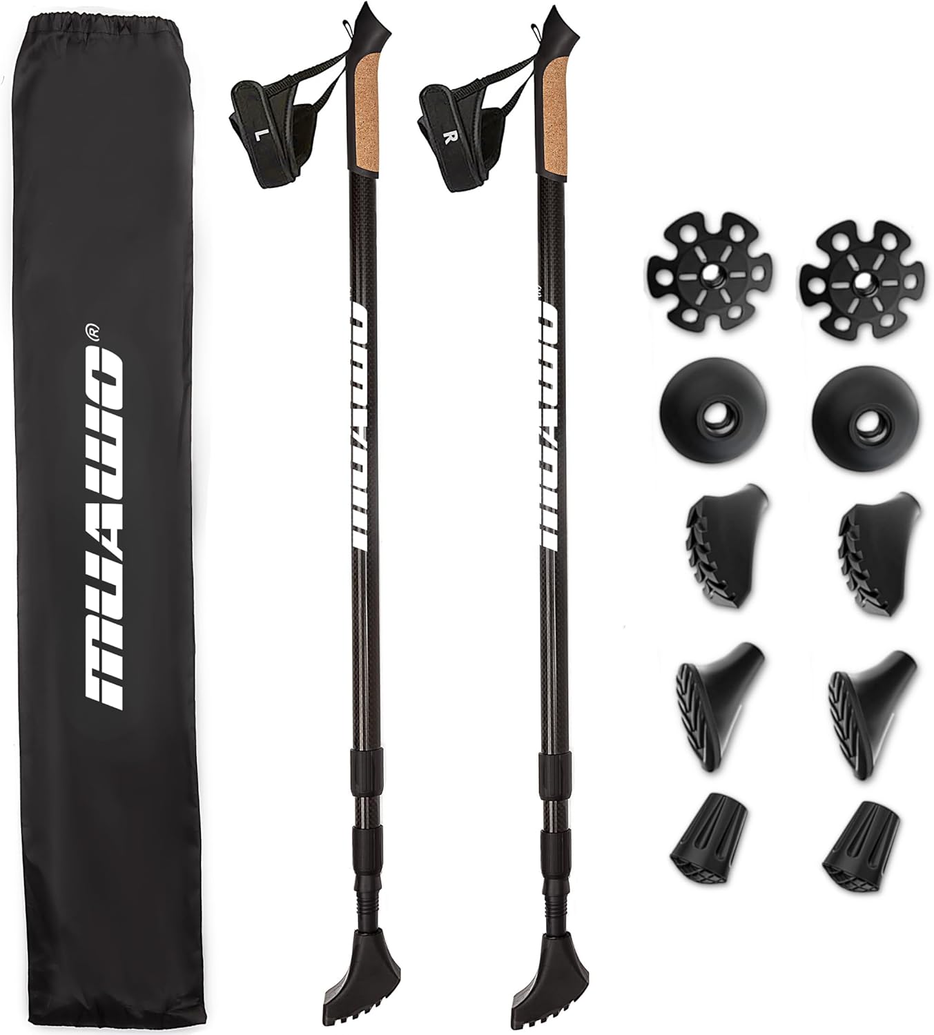 Ultralight Carbon Nordic Walking Poles | Adjustable Telescopic, 64-135cm | Muawo