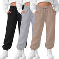 3 Pack Girls Sweatpants Drawstring Wide Leg Baggy Sweat Pants High