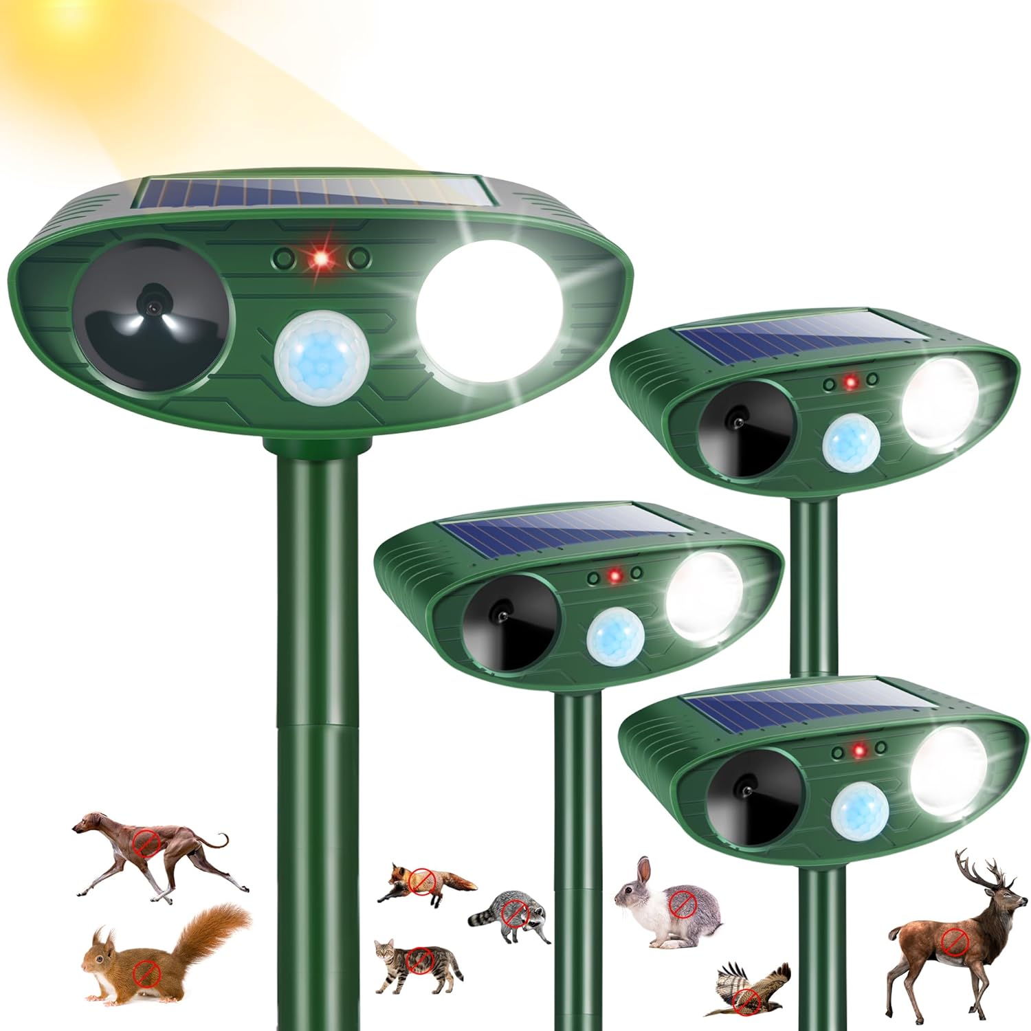 Solar Ultrasonic Animal Repellent for Yard Garden Protection
