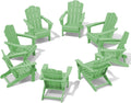 Light Green Folding Adirondack Chair Set of 8 - HDPE Weatherproof