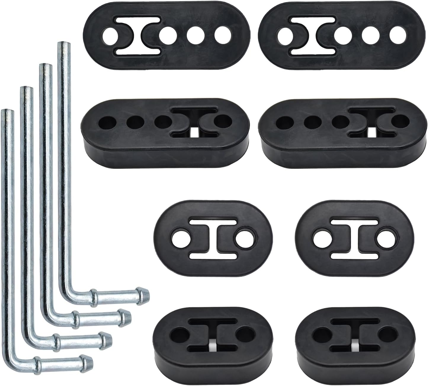 Rubber Exhaust Hanger for Muffler, Adjustable 90Bend Rods