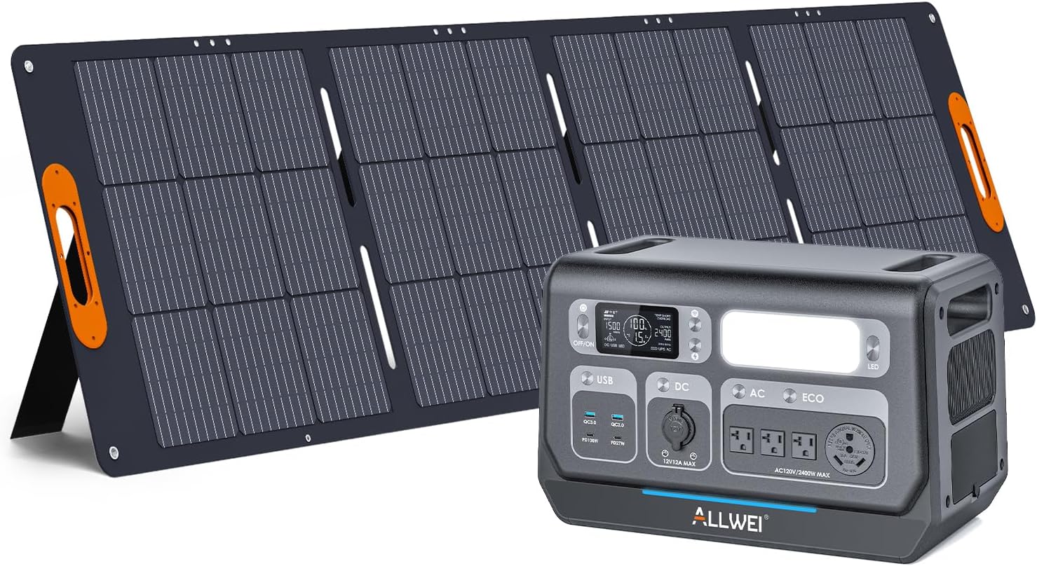 ALLWEI 2400W Solar Generator: Fast Charge, Portable Power