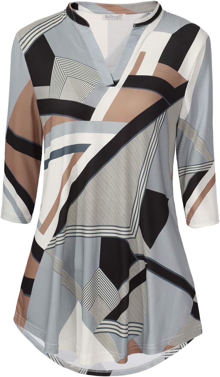 BAISHENGGT Womens Tunics Notch V Neck Tops for Every Occasion