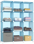 Closet Organizer 12-Cube Storage Shelf - Modular Blue Organizer