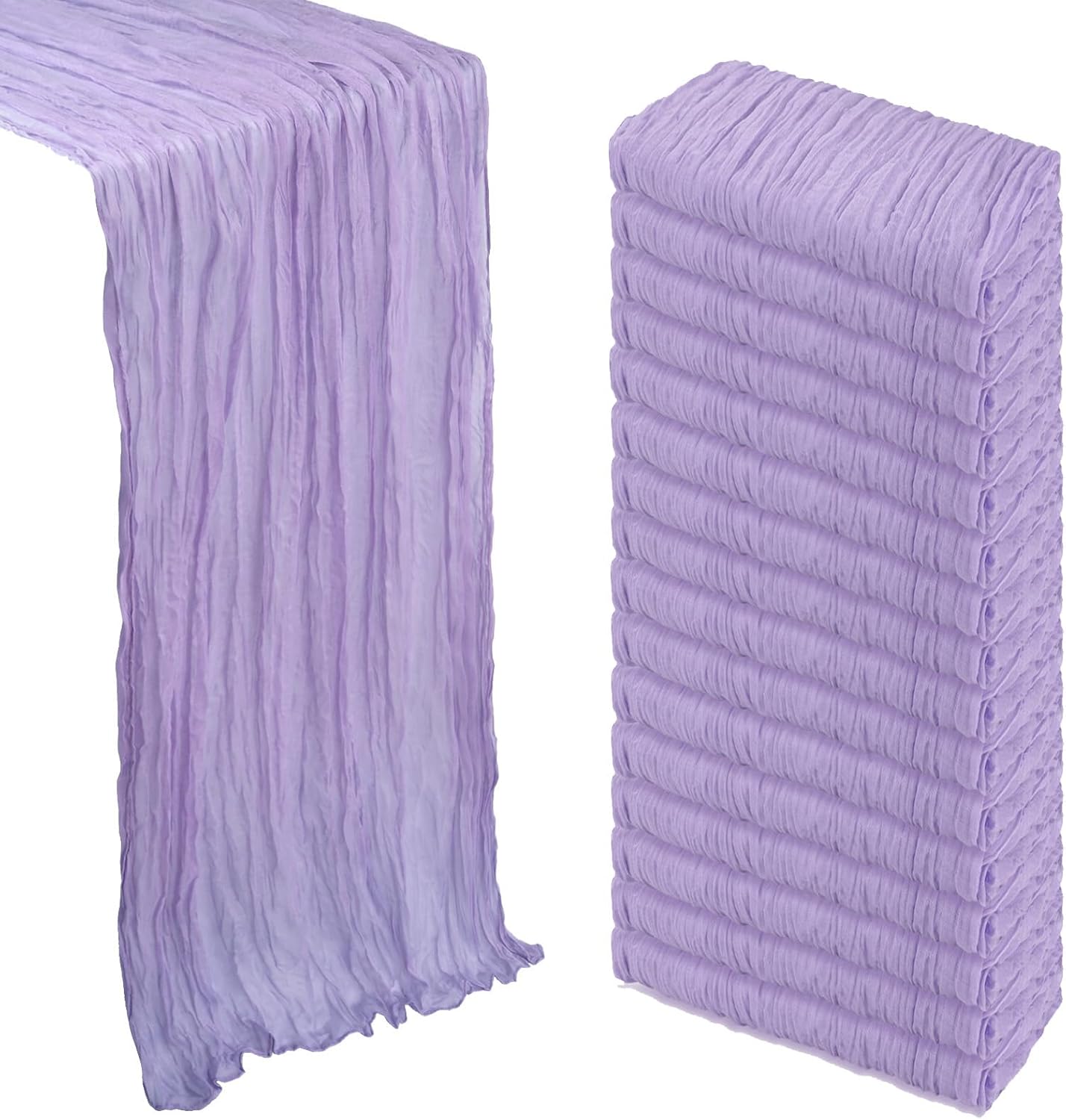 16 Pack Lilac Purple Cheesecloth Table Runner for Elegant Decor