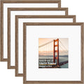 KINLINK 14x14 Picture Frame Brown Solid Wood 4-Pack - Clean Square