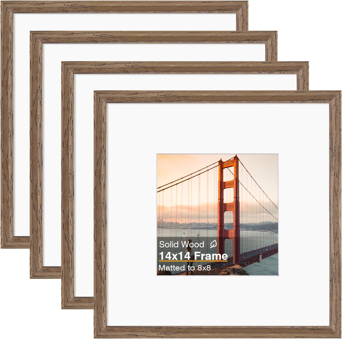 14x14 Picture Frames in Brown Solid Wood for Stylish Displays