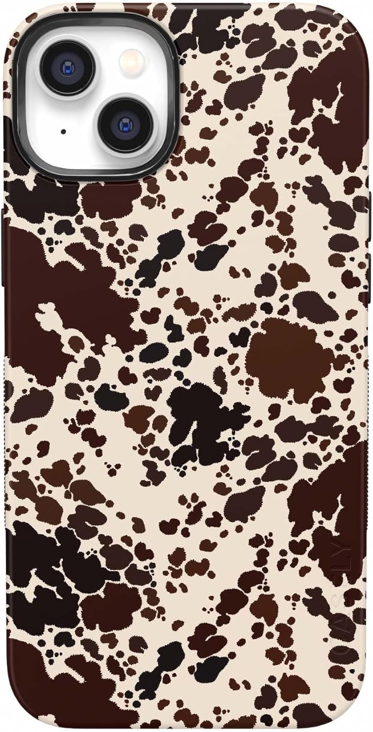 Bold Protective iPhone 14 Case with Cow Print Design
