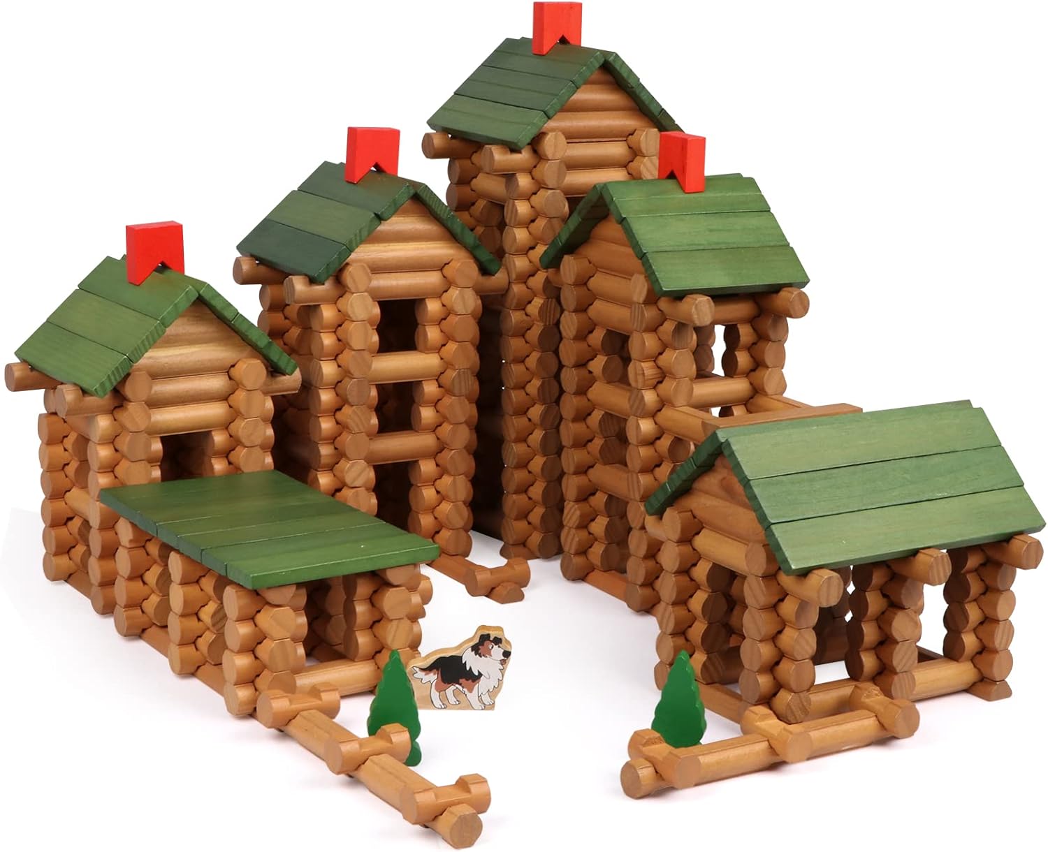 Wondertoys 530 Pcs Wooden Logs Set for Creative Building Fun