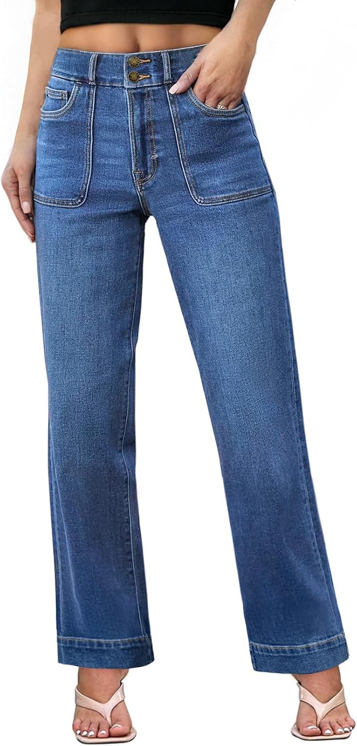 Sidefeel Women's High Waisted Stretchy Tummy Control Jeans