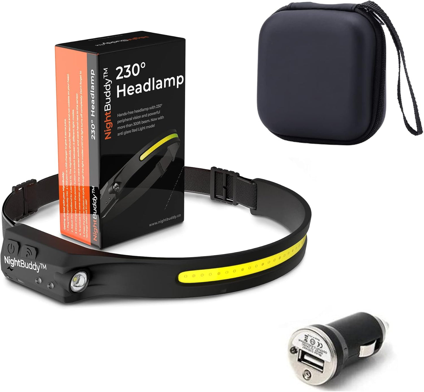 NightBuddy LED Headlamp Rechargeable Flashlight for Camping