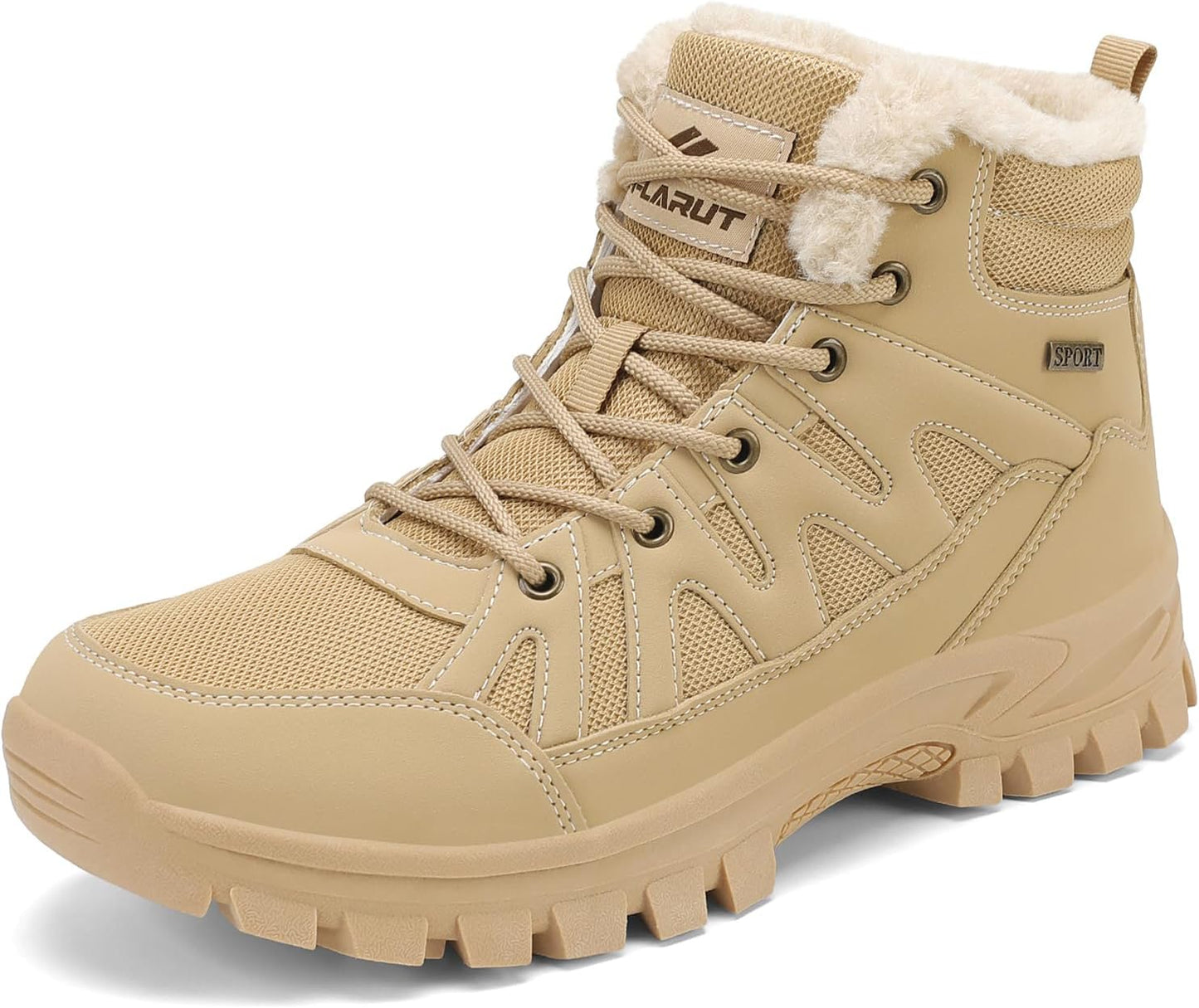 FLARUT Mens Snow Boots Insulated Fur Liner for Winter Hiking