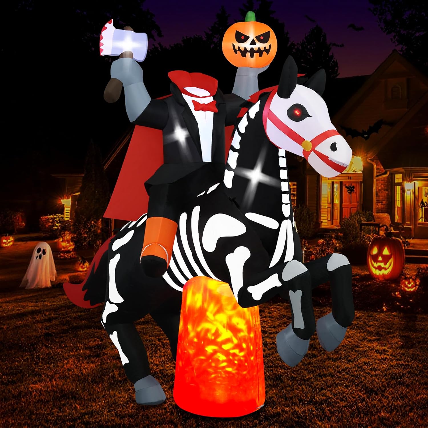 Giant 8Ft Headless Horseman Halloween Inflatable Yard Decor