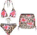 ZAFUL Women's 3-Piece Floral Swimsuit with Halter Neck
