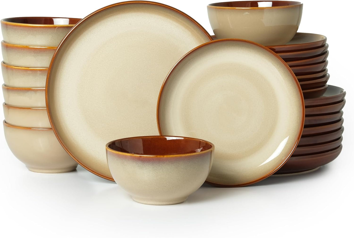 Ceramic Dishes Set for 8, 24 Piece Stoneware Dinnerware Set