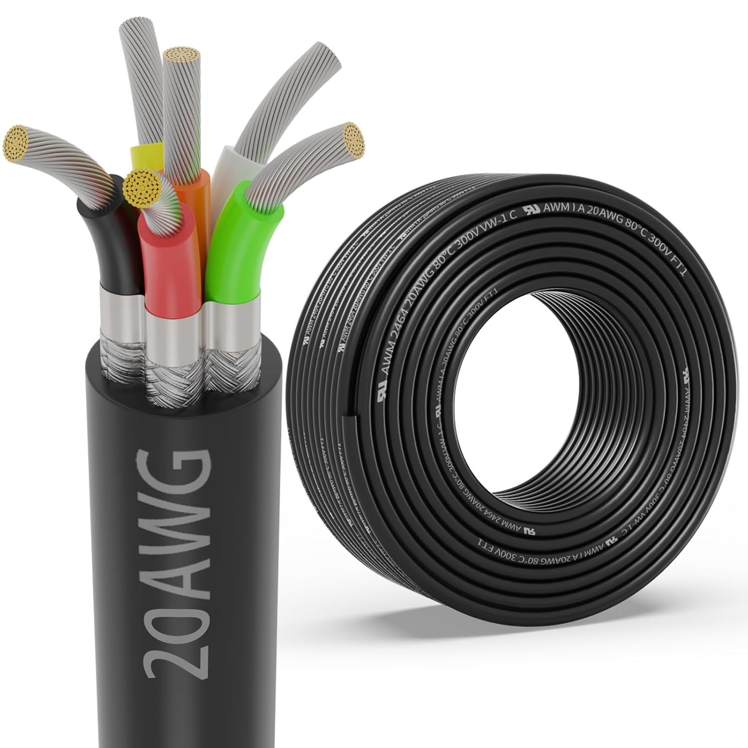 20 Gauge 6 Conductor Shielded Wire for CNC and 3D Printing
