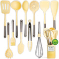 Silicone Kitchen Utensil Set 12-Piece with Ceramic Holder - Limoncello