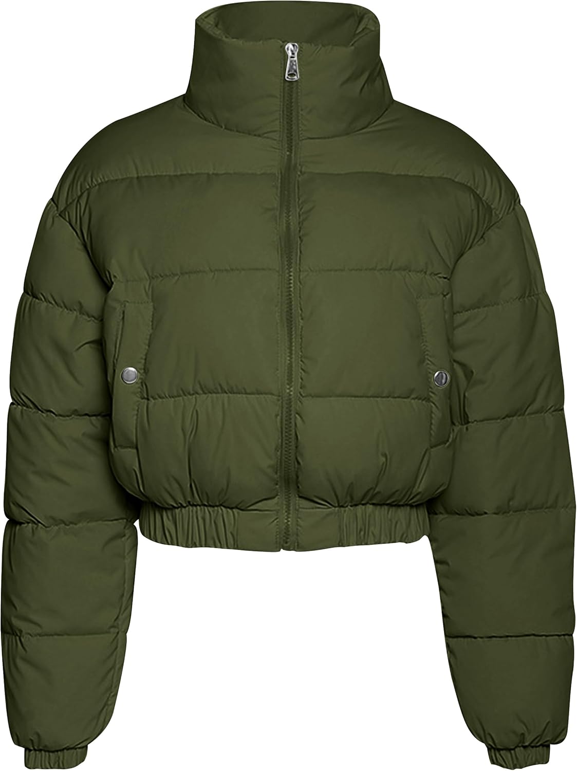 Flygo Cropped Puffer Jacket for Women - Stylish Winter Wear