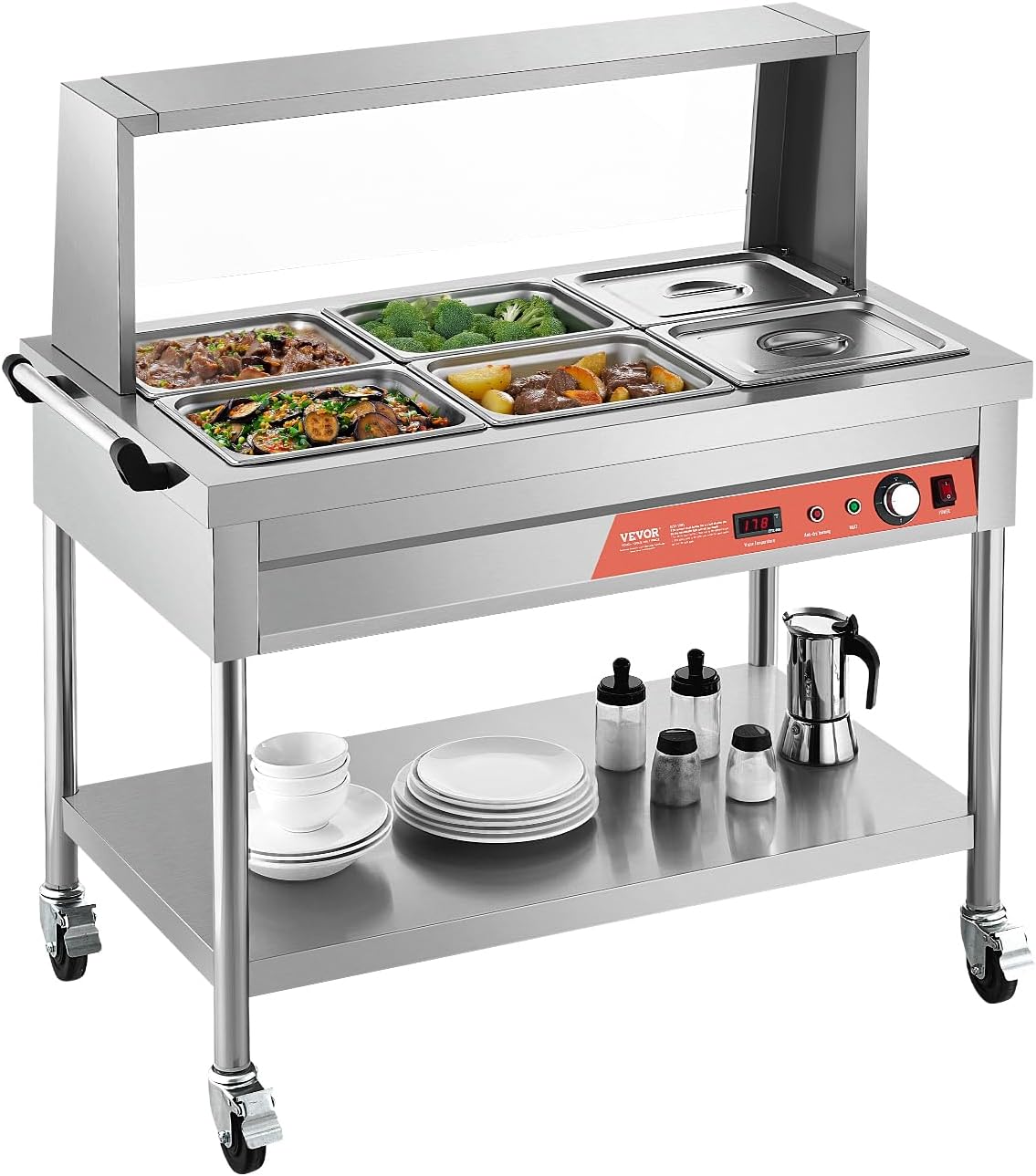 VEVOR 6-Pan Commercial Food Warmer for Buffet Catering Needs