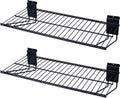 24-Inch Slatwall Shelves 2-Pack - Heavy Duty Black Wire Shelves