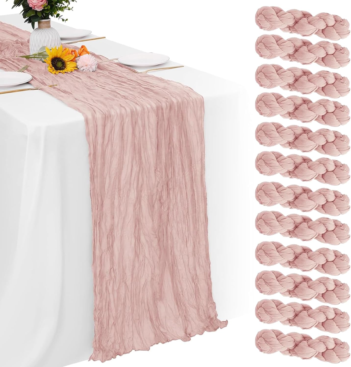Dusty Pink Cheesecloth Table Runner for Elegant Events