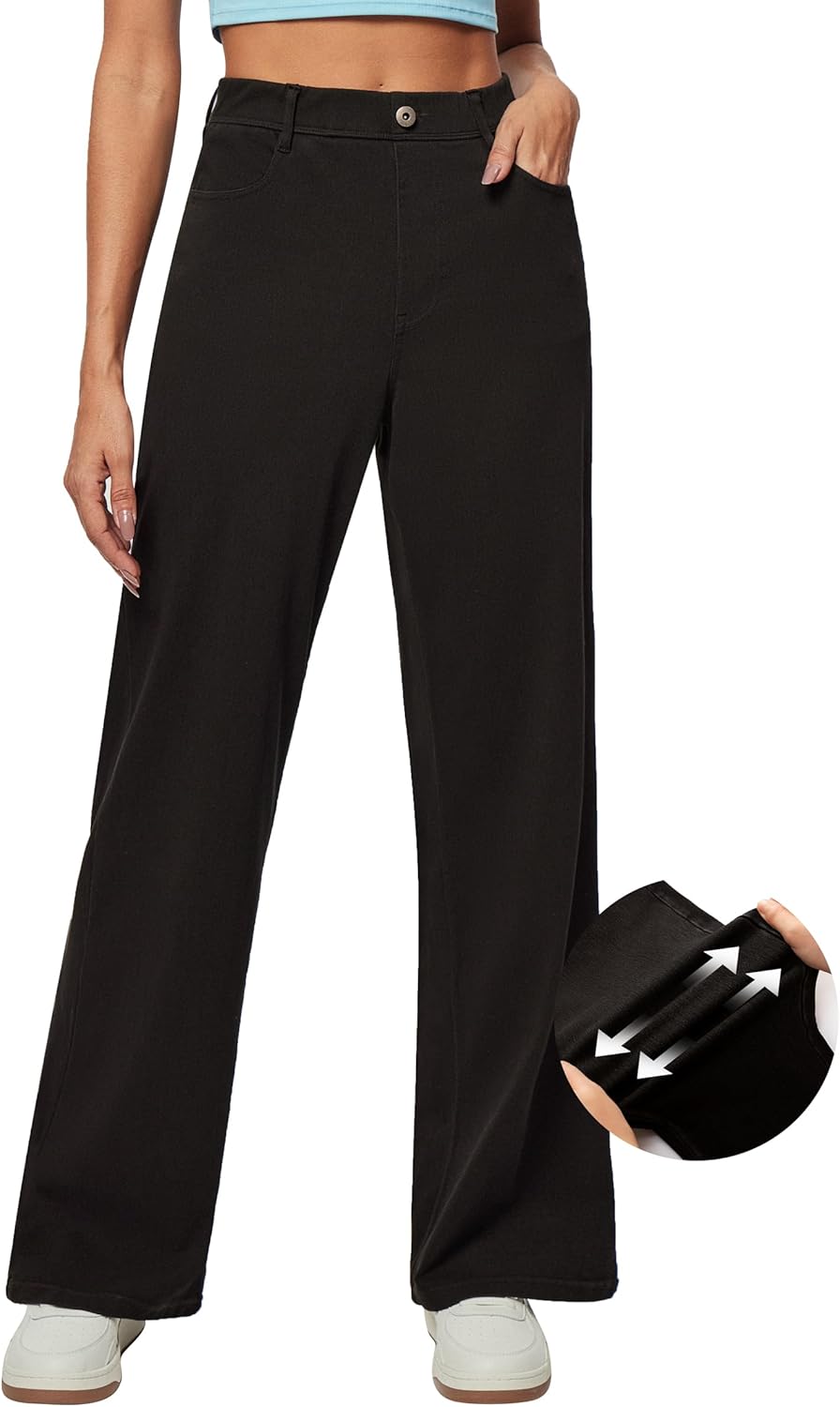 IUGA Wide Leg Jeans for Women - Stretchy High Waisted Denim