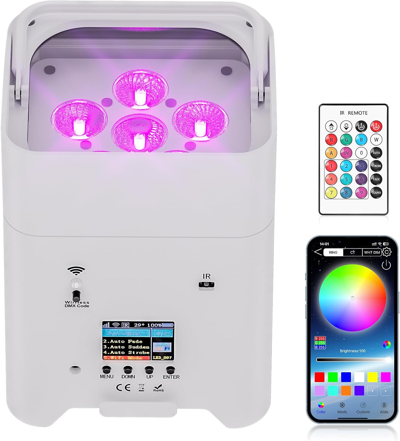 Battery Powered Stage Lights for Events and Parties with DMX512