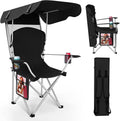 Portable Camping Chair with Canopy - Folding Sunshade Chair